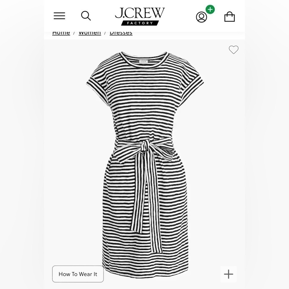 J Crew Short-sleeve striped tie-waist T-shirt dress Black and white size Small